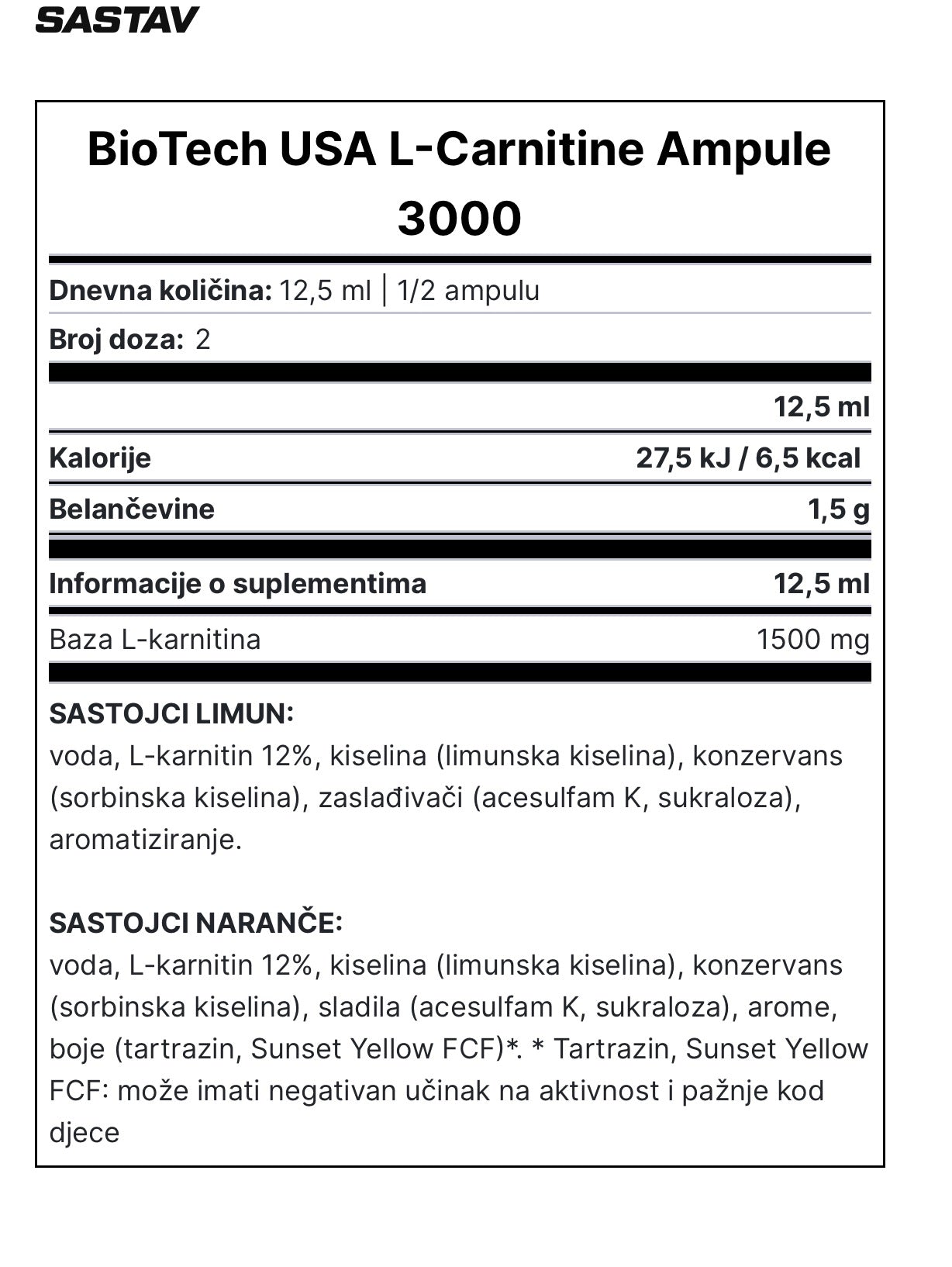 BioTechUSA L-Carnitine 25ML limun