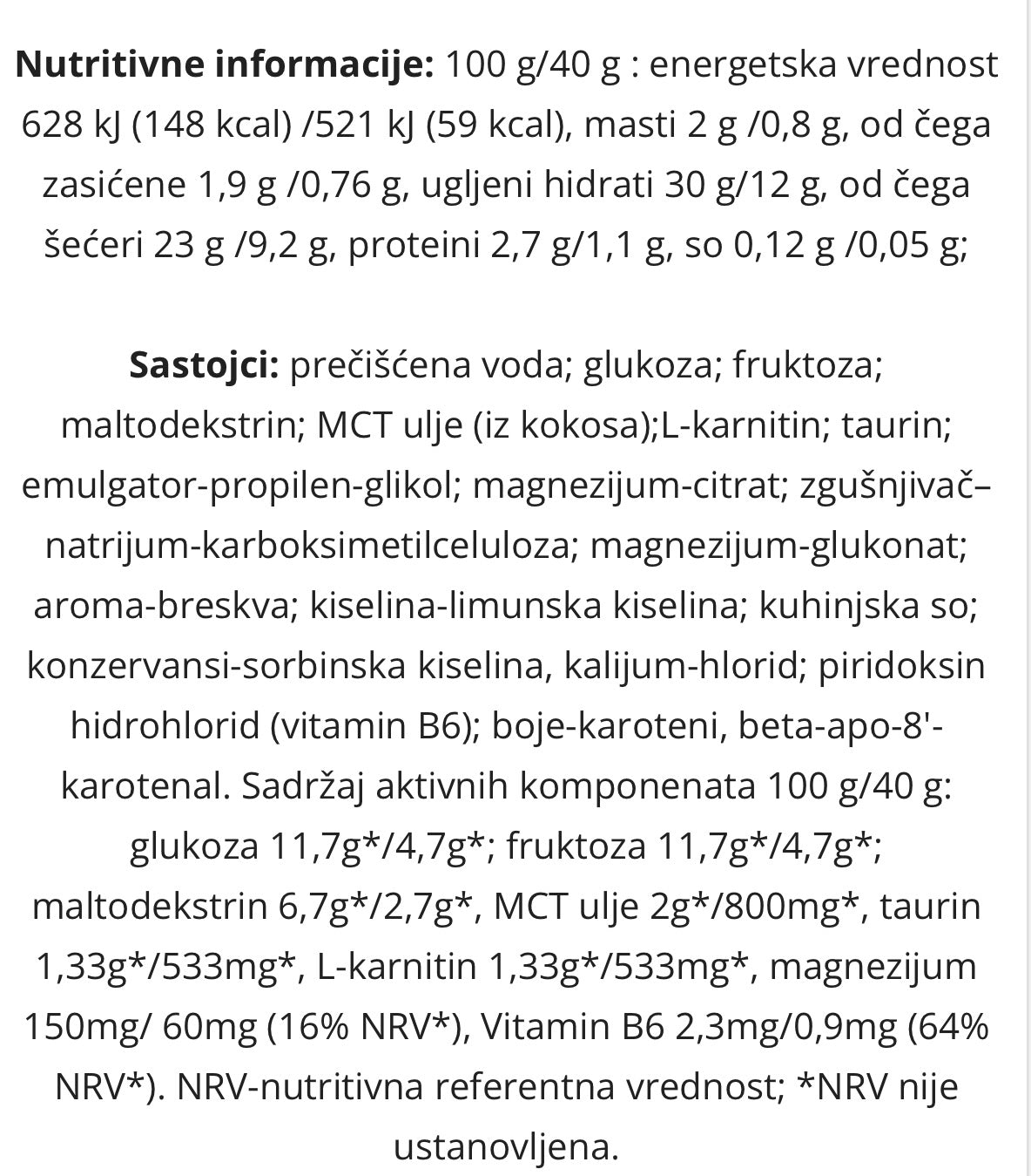 BioTechUSA Gel Energy 40g breskva